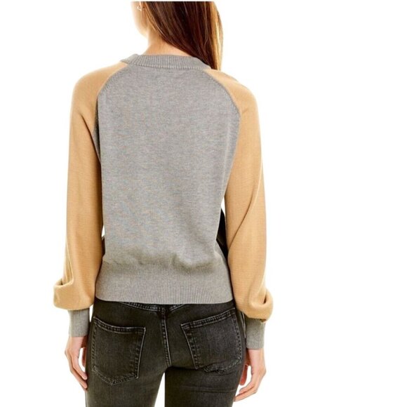 Monrow Neutral Quiet Luxury Color Block Crewneck Pullover Sweater Size S - Picture 4 of 6